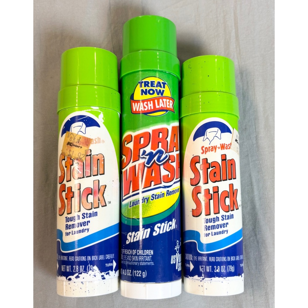 Vintage Spray n Wash Stain Stick Laundry Remover Lot 1989 2004 dead description
